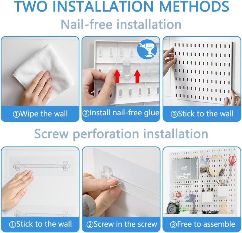 Dobures 15pcs Pegboard Sets, Peg Board, Pegboard Wall Organizer, Storage System for Workbench, Shop, Shed Modular Peg Board Organizer Board Kit - Image 4